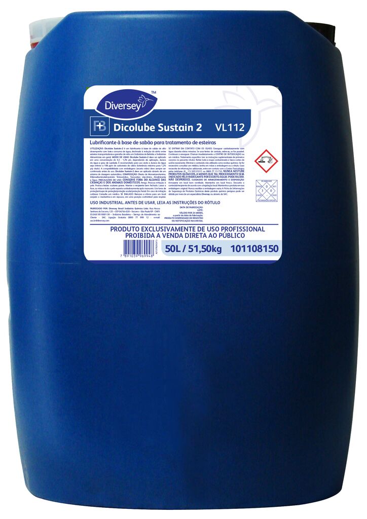 DICOLUBE SUSTAIN 2 VL112 50L - LUBRIFICANTE À BASE DE SABÃO PARA TRATAMENTO DE ESTEIRAS